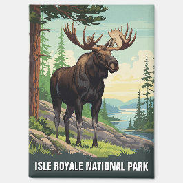 Imán Alce vintage en el Parque Nacional Isle Royale