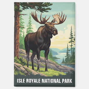 Imán Alce vintage en el Parque Nacional Isle Royale