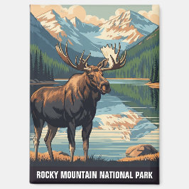 Imán Alce vintage en el Parque Nacional Rocky Mountain