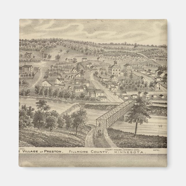 Imán Aldea de Preston y South Ruthford, Minnesota (Frente)