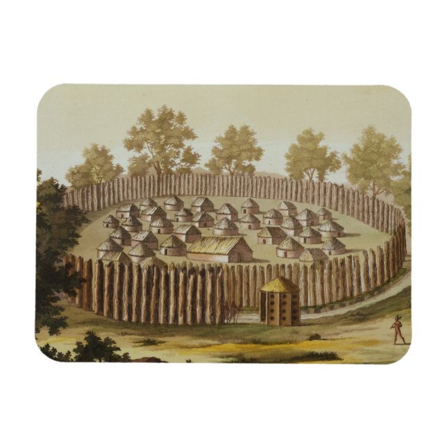 Imán Aldea de una tribu indígena en Florida, Engrave (Horizontal)