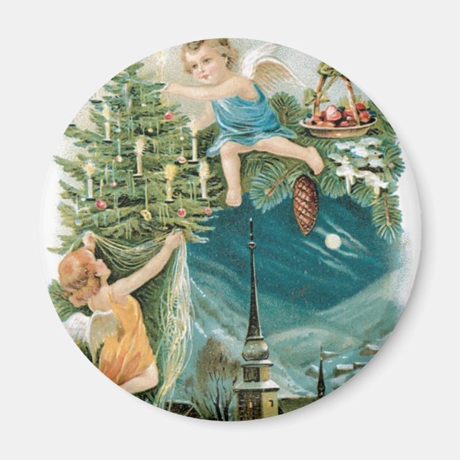 Imán Aldea navidad con ángeles (Frente)