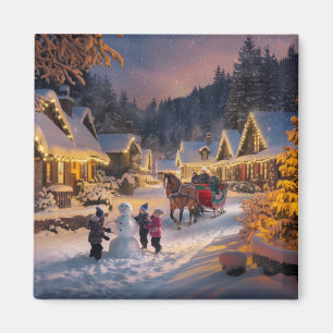 Imán Aldea nevada de Navidad en el País de las Maravill