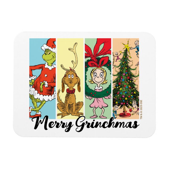 Imán Alegre Collage Navideño del Grinch (Horizontal)
