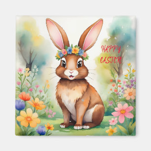 Imán Alegre conejito marrón 1, Pascua