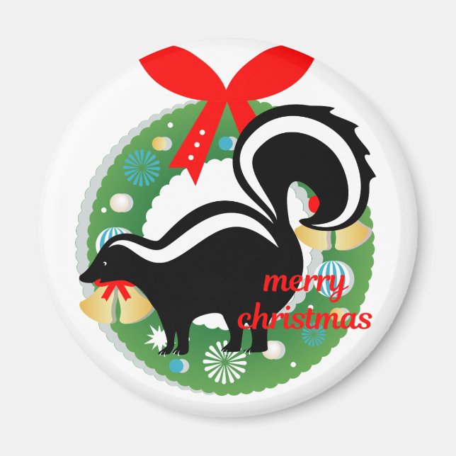 Imán alegre navidad skunk (Frente)