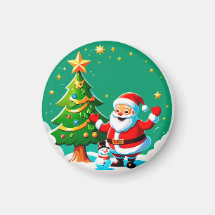 Imán Alegre Papá Noel con muñeco de nieve