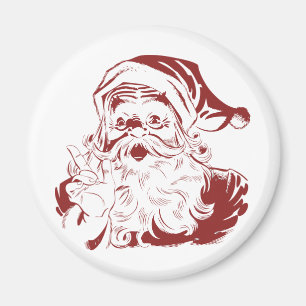Imán Alegre Papá Noel de Rojo Divertido Retro Navidad F
