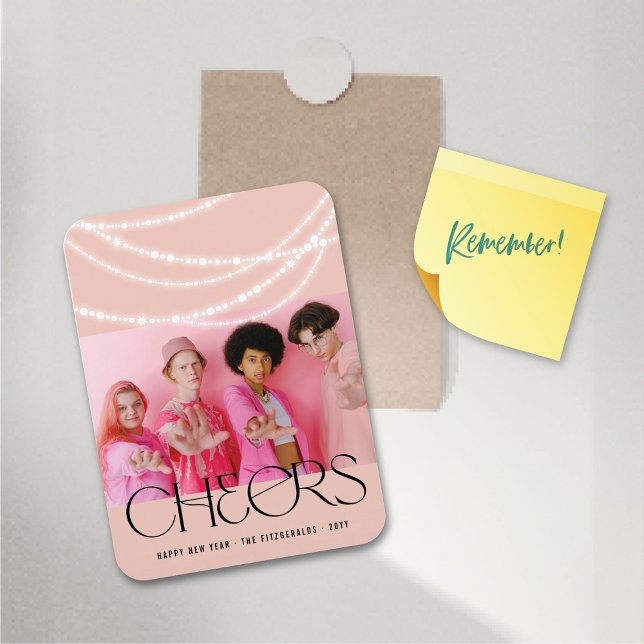 Imán Alegres De Año Nuevo Iluminan Elegante Foto (New Year Cheers Sparkling Lights Stylish Photo Flexible Magnet @ fat_fa_tin)