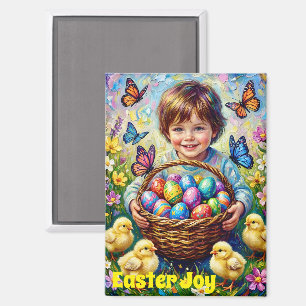 Imán ~ ALEGRÍA DE PASCUA ~ Pollitos Niños Huevos Cesta