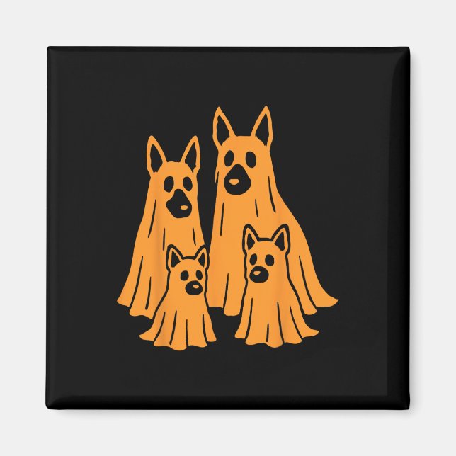 Imán Alemán Pastor Halloween Ghost Family Funny Dog L (Frente)