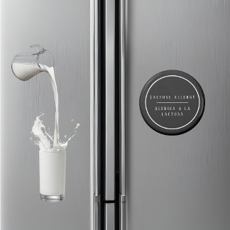 Imán Alergia a la lactosa bilingüe negra y blanca