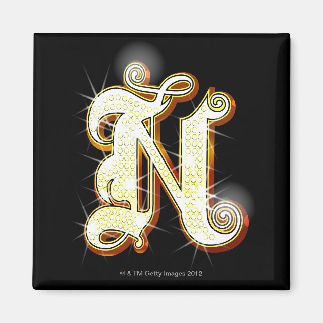 Imán Alfabeto bling N (Frente)