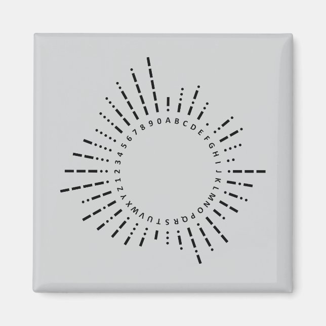 Imán Alfabeto Código Morse – Diseño Gris Acero (Frente)