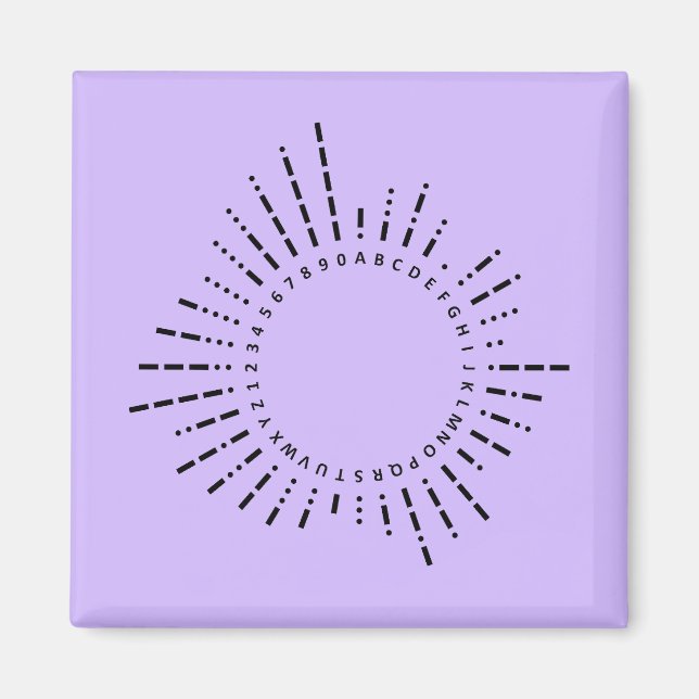 Imán Alfabeto Código Morse – Diseño Tech Morado (Frente)