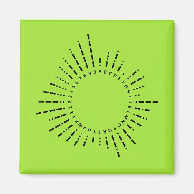 Imán Alfabeto Código Morse – Neon Lime Tech (Frente)