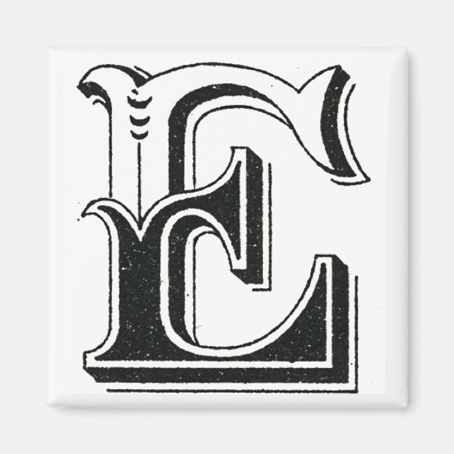 Imán alfabeto e, letra e, monograma e, letras e (Frente)
