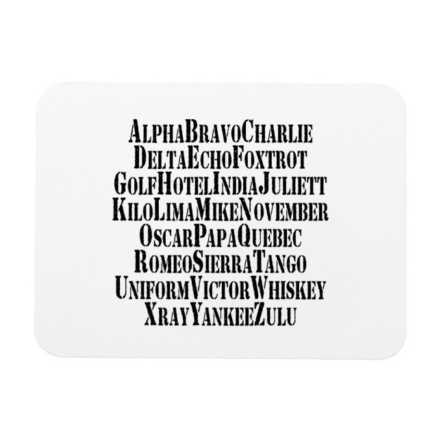 IMÁN ALFABETO FONETICO / PALABRAS DE CÓDIGO (Horizontal)