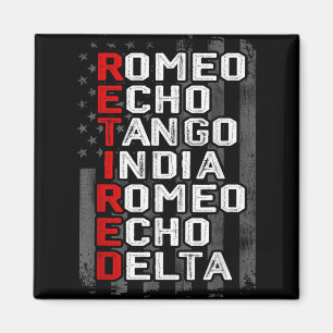 Imán Alfabeto fonético retirado veterano bandera estado