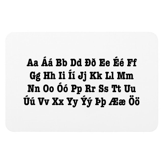 Imán Alfabeto islandés [Íslenska Stafrófič] (Horizontal)