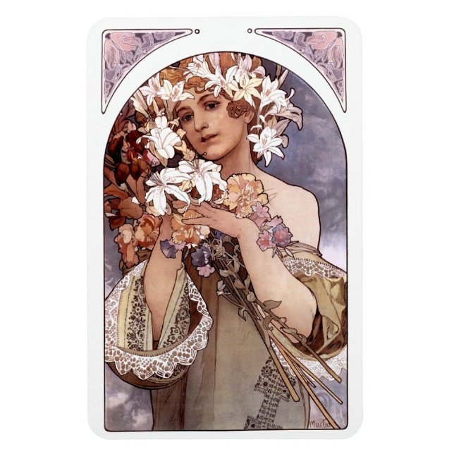 Imán Alfons Mucha: Flor (Vertical)