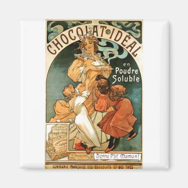 Imán Alfonso (Alfons) Mucha Chocolat Ideal (Frente)
