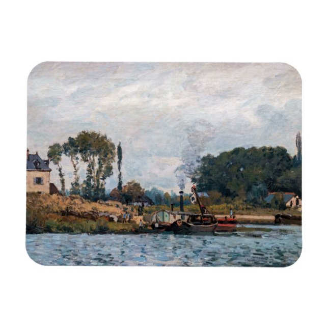 Imán Alfred Sisley - Barcos a la cerradura de Bougival (Horizontal)