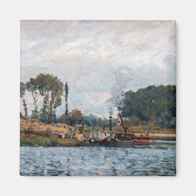 Imán Alfred Sisley - Barcos a la cerradura de Bougival (Frente)