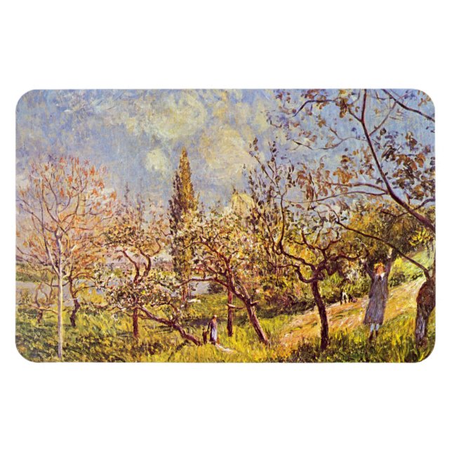 Imán Alfred Sisley Orchard en primavera (Horizontal)