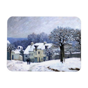 Imán Alfred Sisley Place du Chenil en Marly, nieve