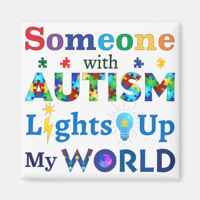 Imán Alguien con AUTISMO ilumina mi mundo (Frente)