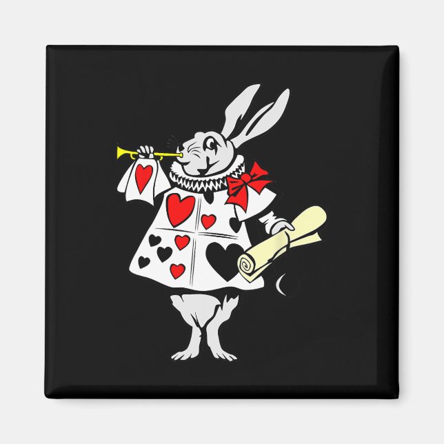 Imán Alice In Wonderland Rabbit Easter Bunny Jugando Mu (Frente)