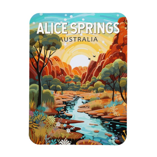 Imán Alice Springs Australia Viajes de arte (Vertical)