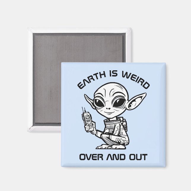 Imán Alien blanco y negro (Anverso/Reverso)