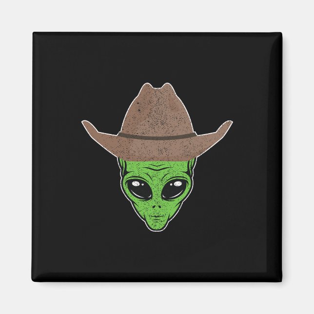 Imán Alien Cowboy Gorra Fun Halloween regalo para el es (Frente)