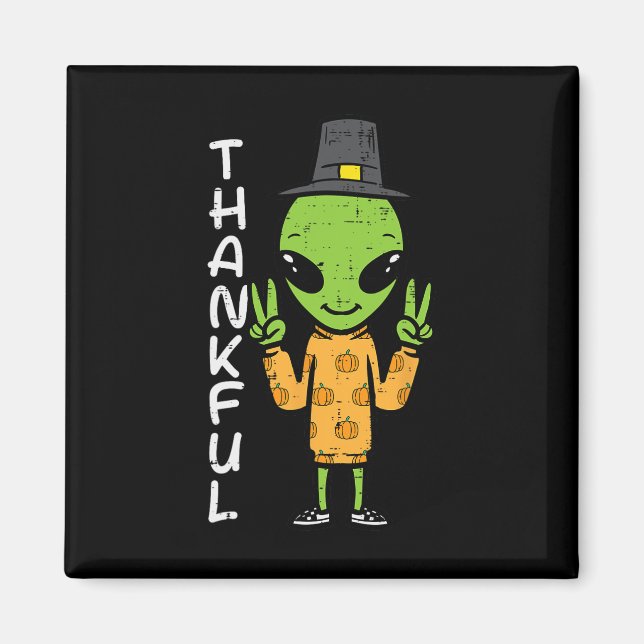 Imán Alien de Acción de Gracias Gracioso Espacio Caído  (Frente)
