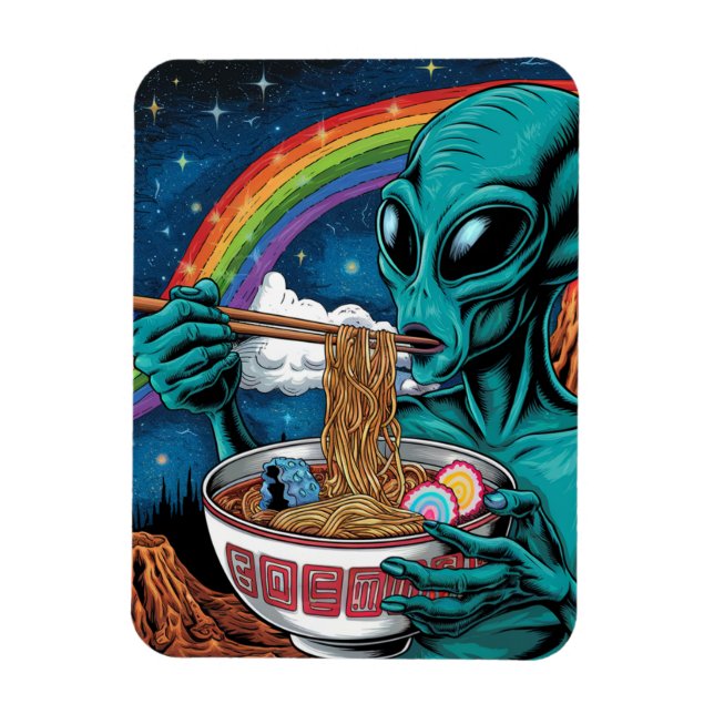 Imán Alien Eating Noodles (Vertical)