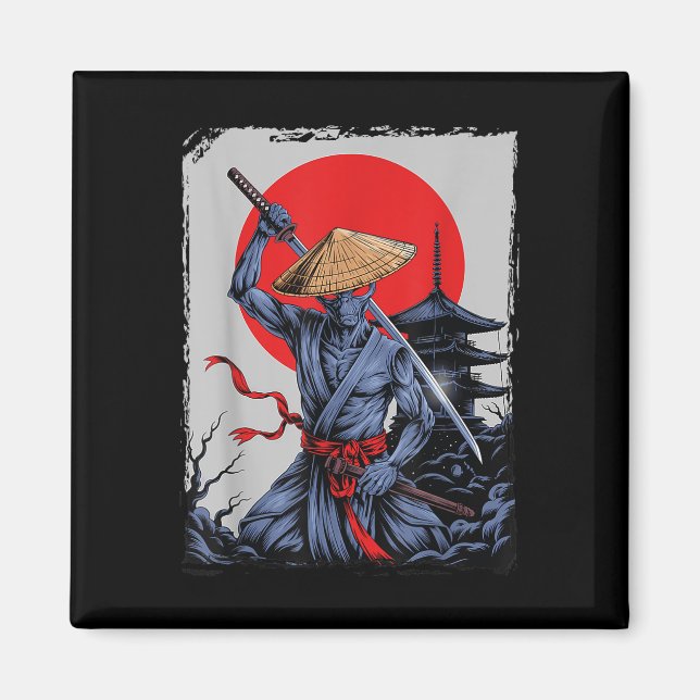 Imán Alien Samurai Ufo Gráfico de la época japonesa Uki (Frente)