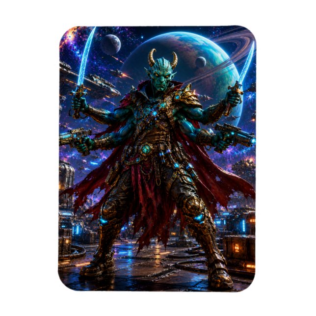 Imán Alien Space Pirate Captain — Four-Armed Warrior (Vertical)