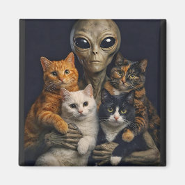 Imán Alien with Cats Renaissance Art Oil Painting