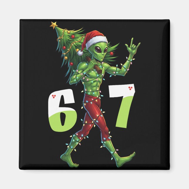 Imán Alienígena divertido de Navidad Seis Siete Meme 67 (Frente)