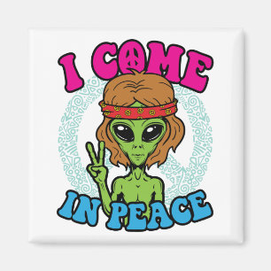 Imán Alienígena Hippie, vengo en señal de paz trippy