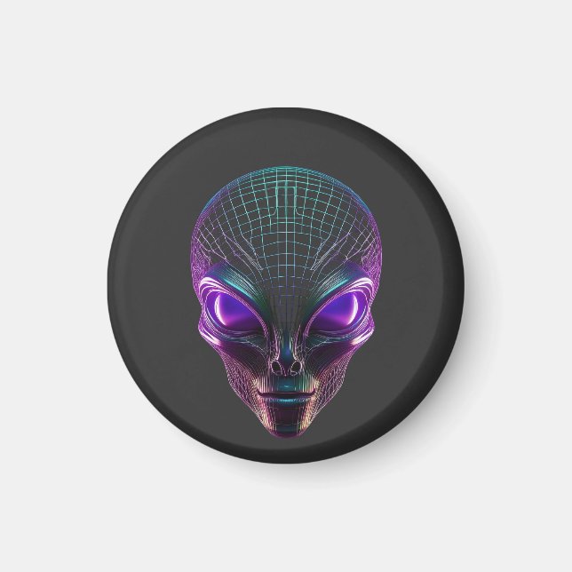 Imán Alienígena Púrpura Con Ojos Luminosos (Frente)