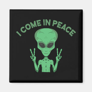 Imán Alienígena Verde Que Vengo En Paz OVNI Extraterres