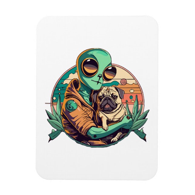 Imán Alienígena y Pug (Vertical)