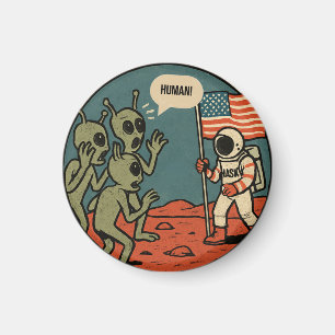 Imán Alienígenas graciosos y astronautas en el espacio