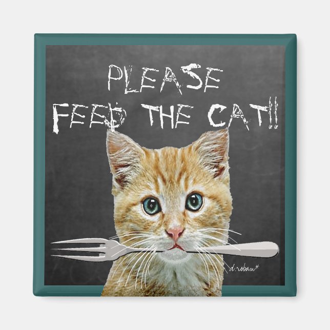 Imán ¡Alimenta Al Gato! (Frente)