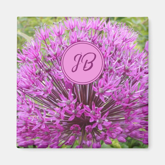 Imán Alium púrpura con monograma (Frente)