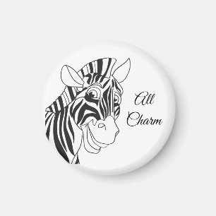 Imán "All Charm" animada Zebra Black & White Trendy