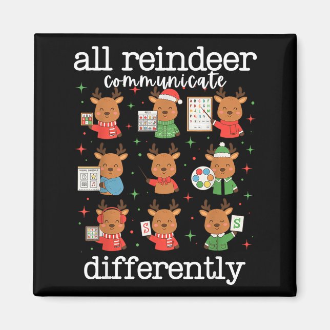 Imán All Reindeer Communicate Differently Xmas Autism A (Frente)